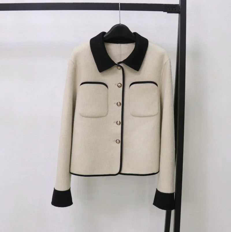Contrast-Collar Wool-Blend Jacket — image 2