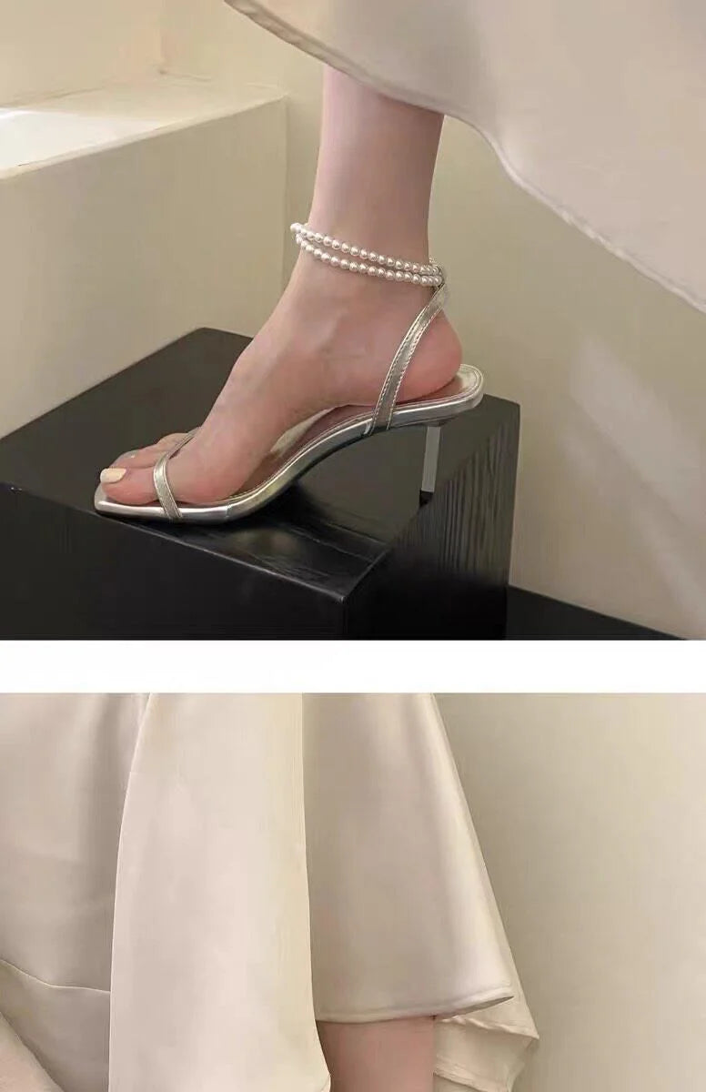Pearl-Chain Strap Heel Sandal — image 5