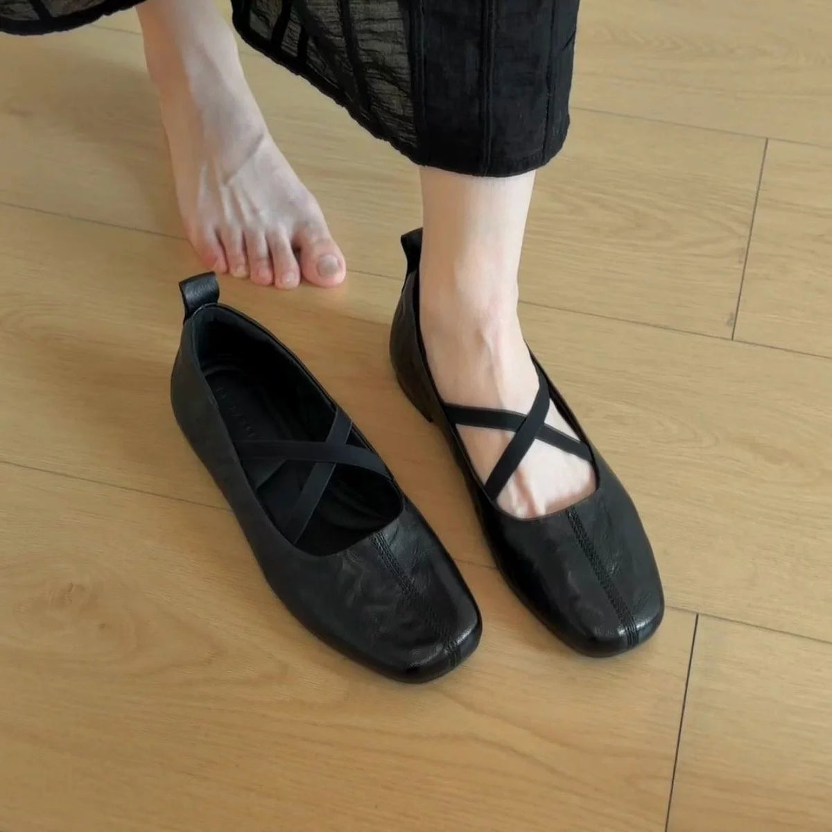 Square-Toe Criss-Cross Ballet Flat — image 6