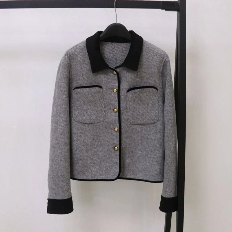 Contrast-Collar Wool-Blend Jacket — image 1