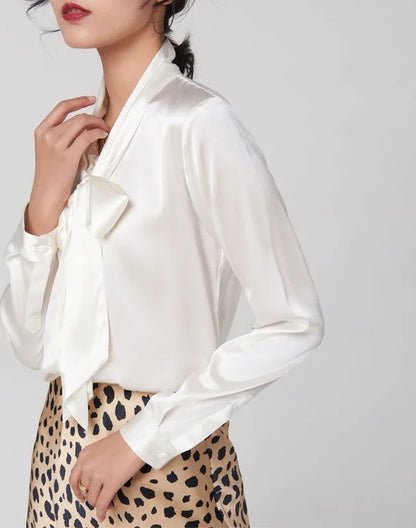 Mulberry Silk Bow Blouse — image 1