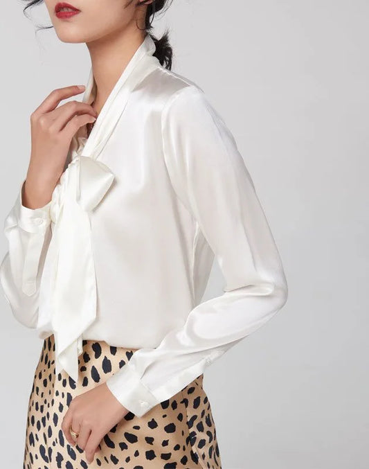 Mulberry Silk Bow Blouse — image 1