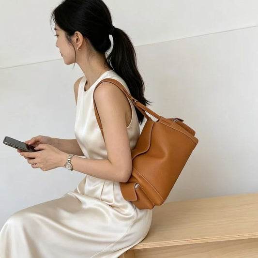 Slouchy Top-Grain Leather Shoulder Bag — image 1