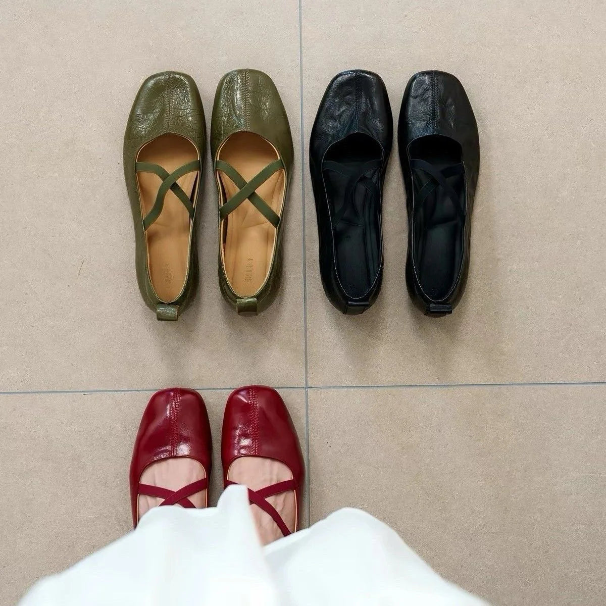 Square-Toe Criss-Cross Ballet Flat — image 1