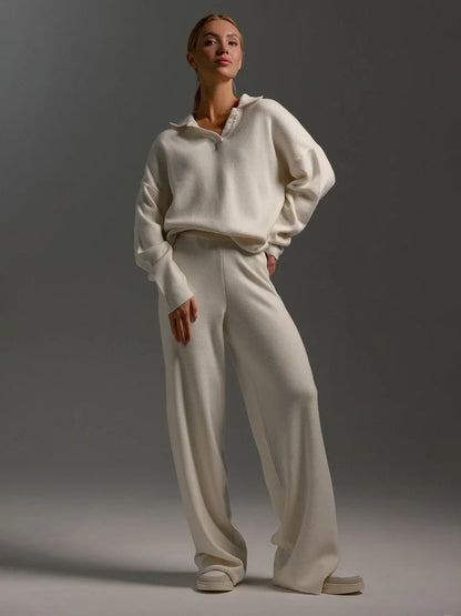Polo-Collar Knit Trouser Set — image 2