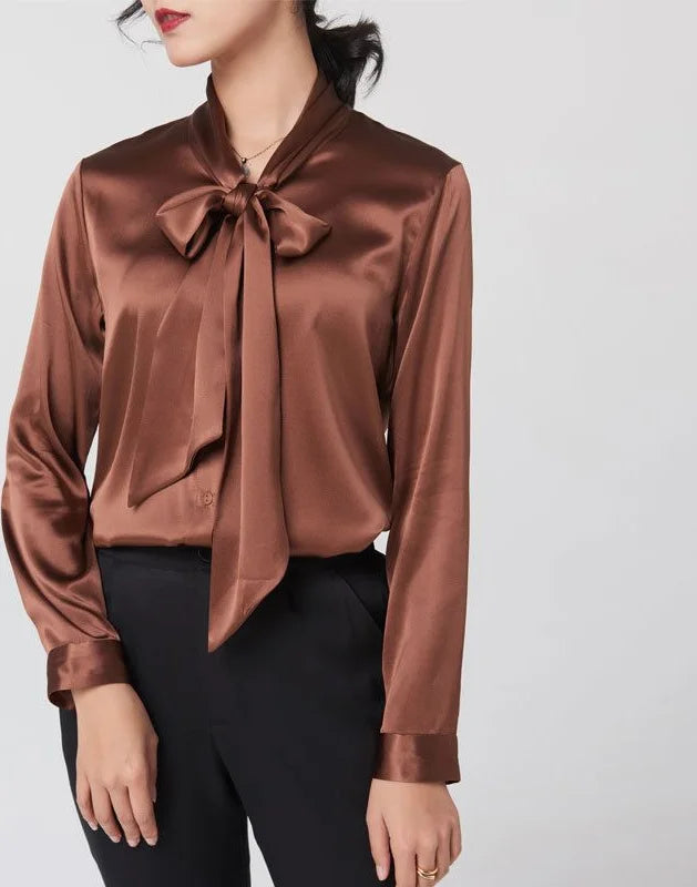 Mulberry Silk Bow Blouse — image 3