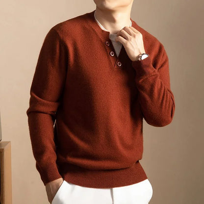 Cashmere-Blend Henley Sweater — image 2