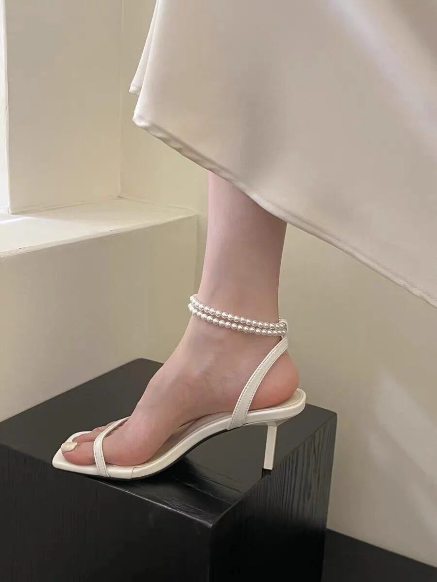 Pearl-Chain Strap Heel Sandal — image 3