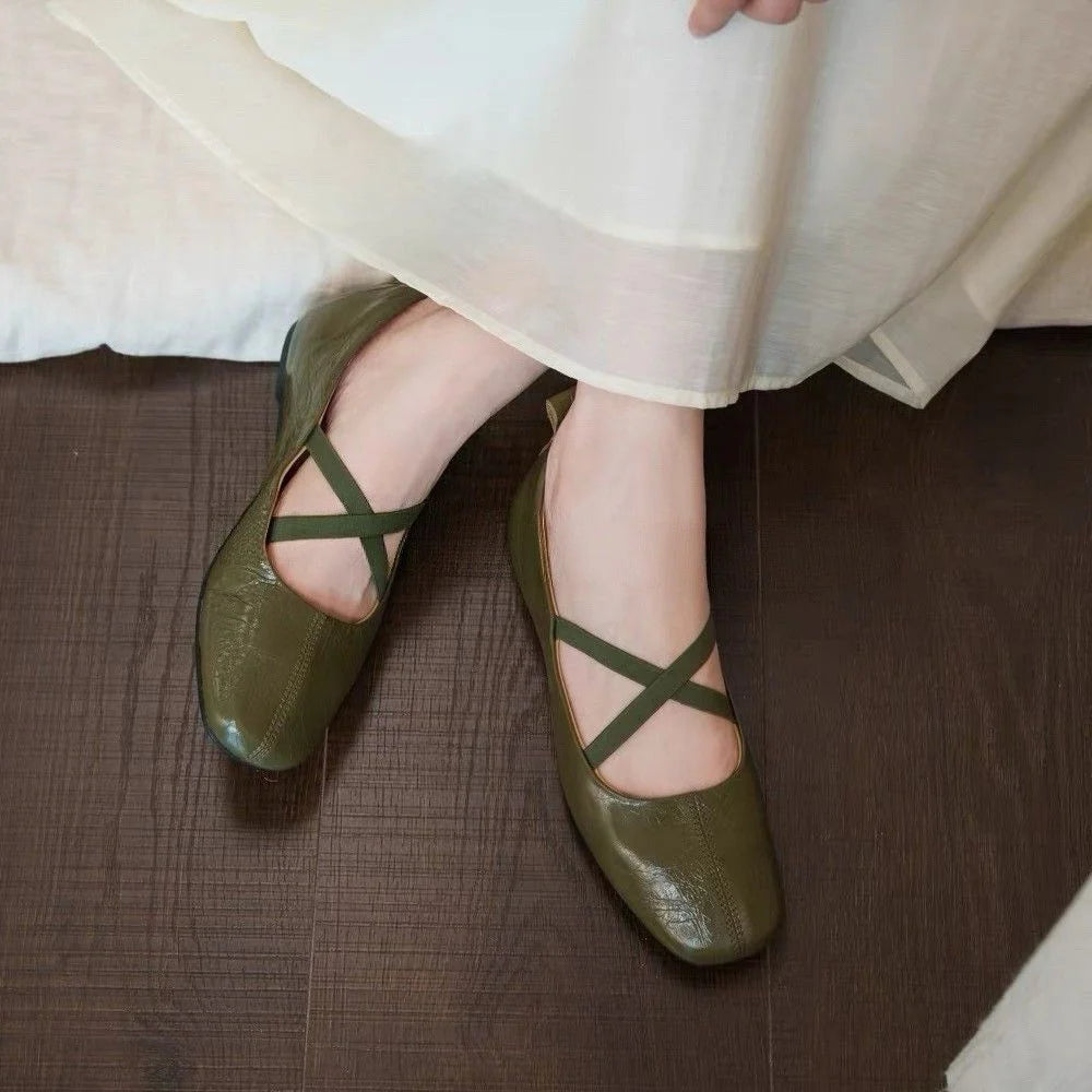 Square-Toe Criss-Cross Ballet Flat — image 3