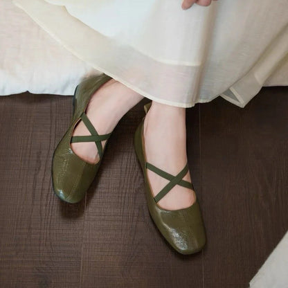 Square-Toe Criss-Cross Ballet Flat — image 3