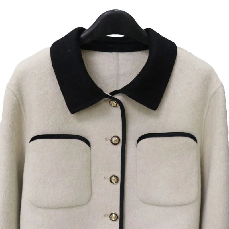 Contrast-Collar Wool-Blend Jacket — image 4