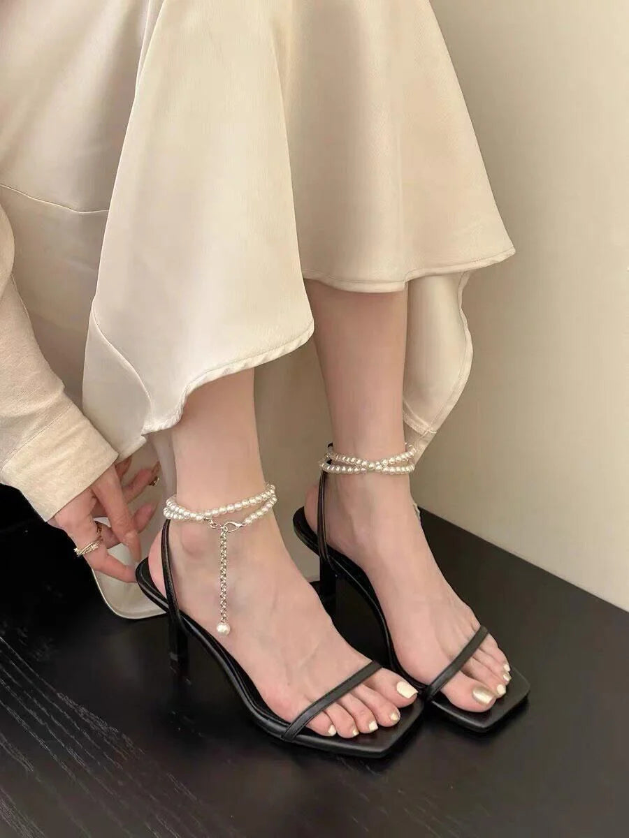Pearl-Chain Strap Heel Sandal — image 4