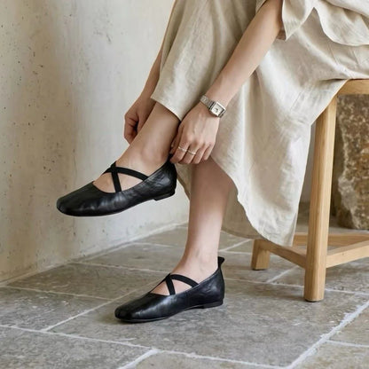 Square-Toe Criss-Cross Ballet Flat — image 4