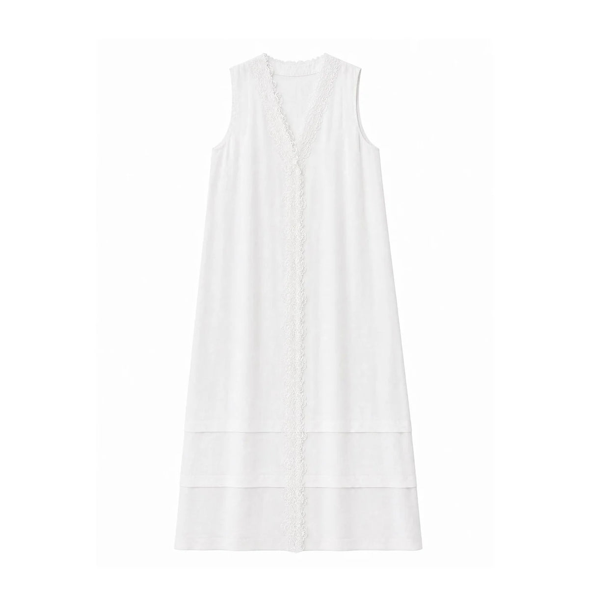 Lace-Inset Linen Dress — image 5
