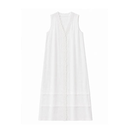 Lace-Inset Linen Dress — image 5