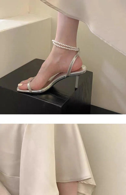 Pearl-Chain Strap Heel Sandal — image 5
