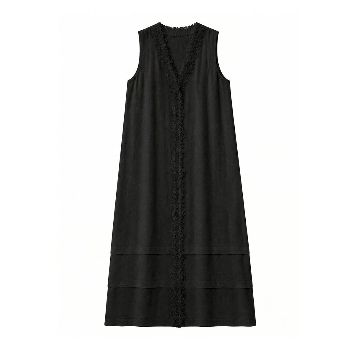 Lace-Inset Linen Dress — image 6