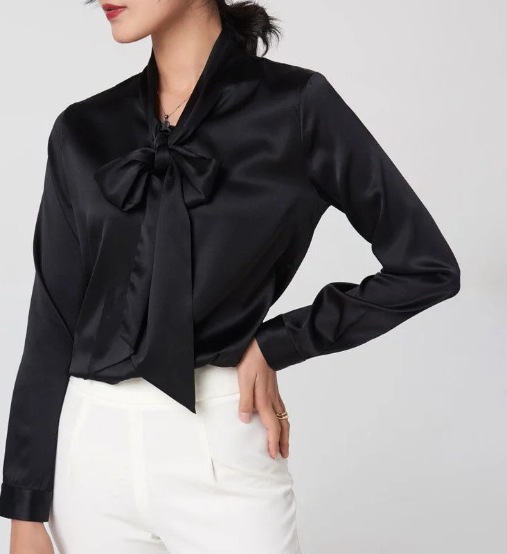 Mulberry Silk Bow Blouse — image 2
