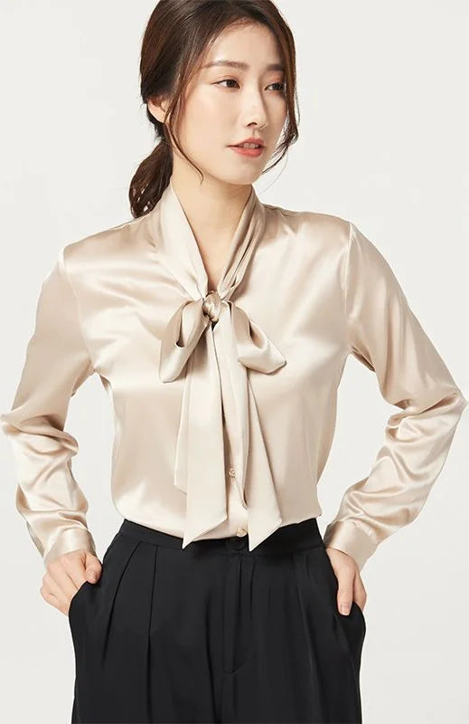 Mulberry Silk Bow Blouse — image 4