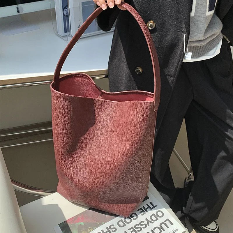 Drawstring Leather Bucket Bag — image 6