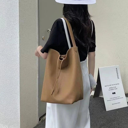 Drawstring Leather Bucket Bag — image 2